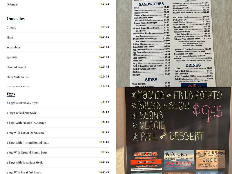 Bledsoe's Diner Menu