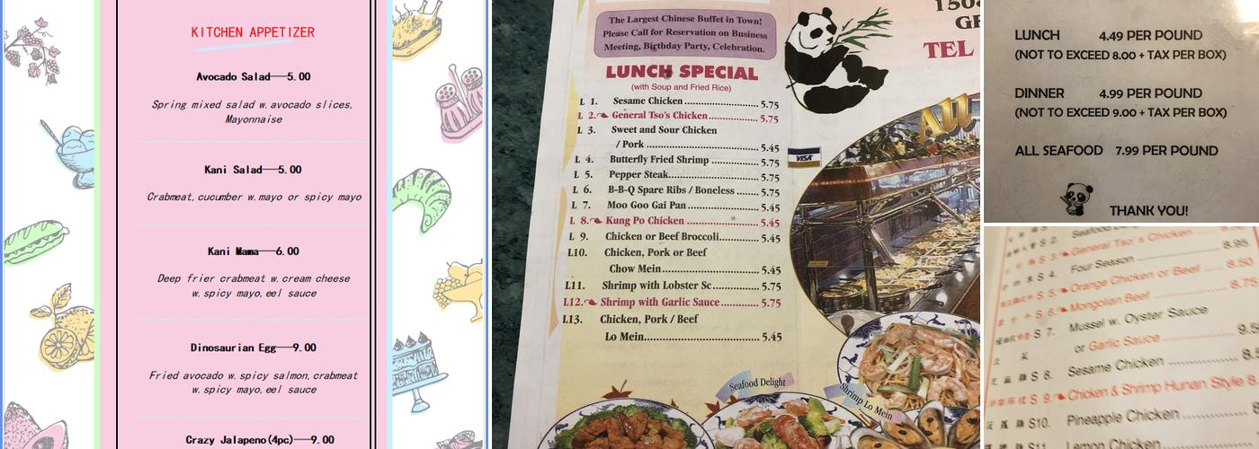 Asian Super Buffet Menu