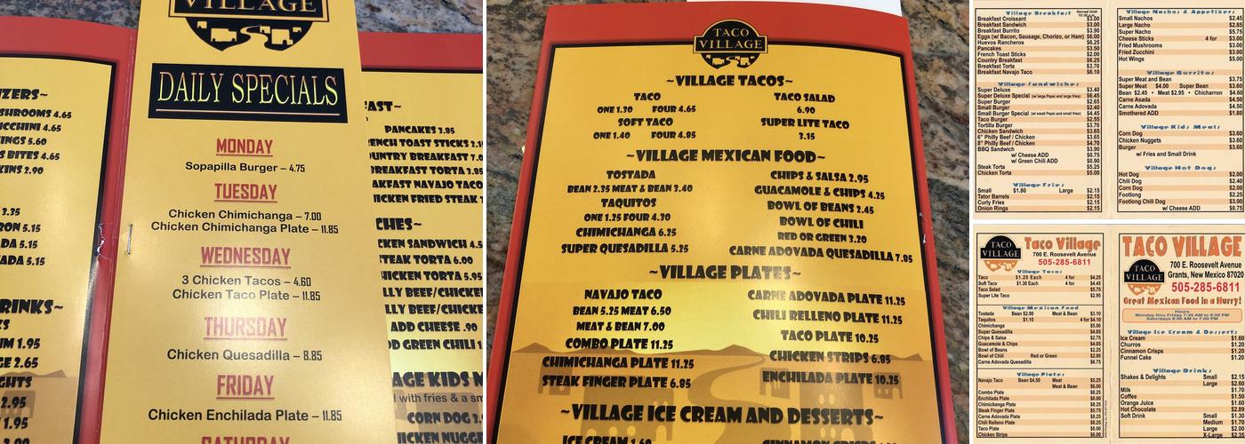 Taco Village Menu