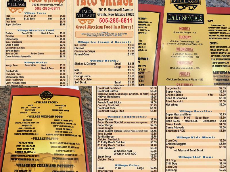 Taco Village Menu