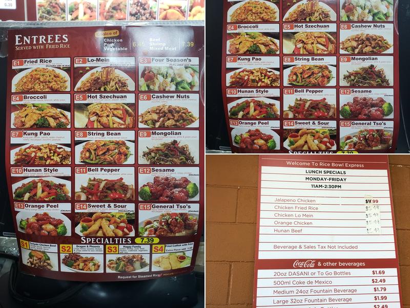 Ricebowl Express Menu