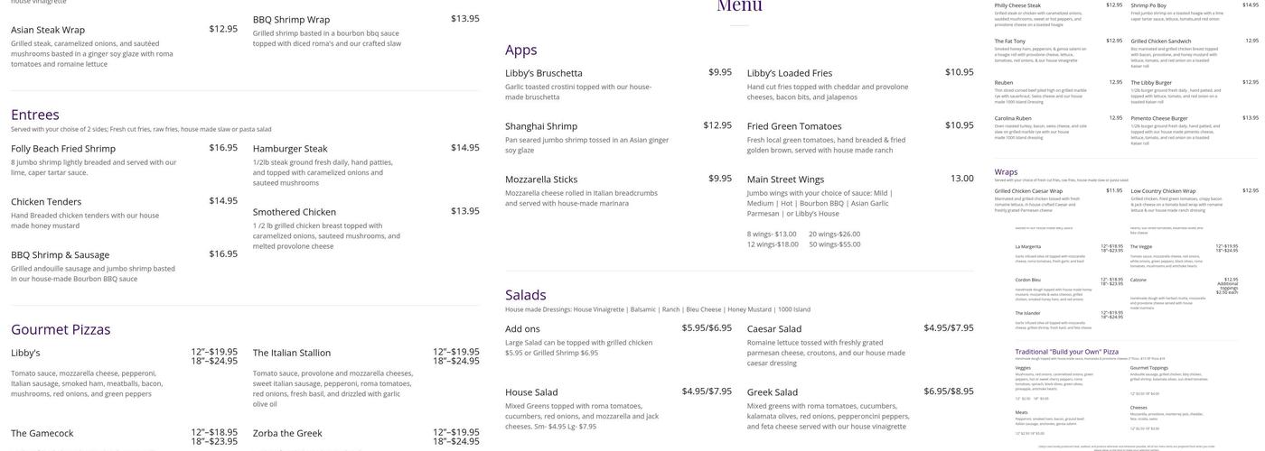 Libby's Menu