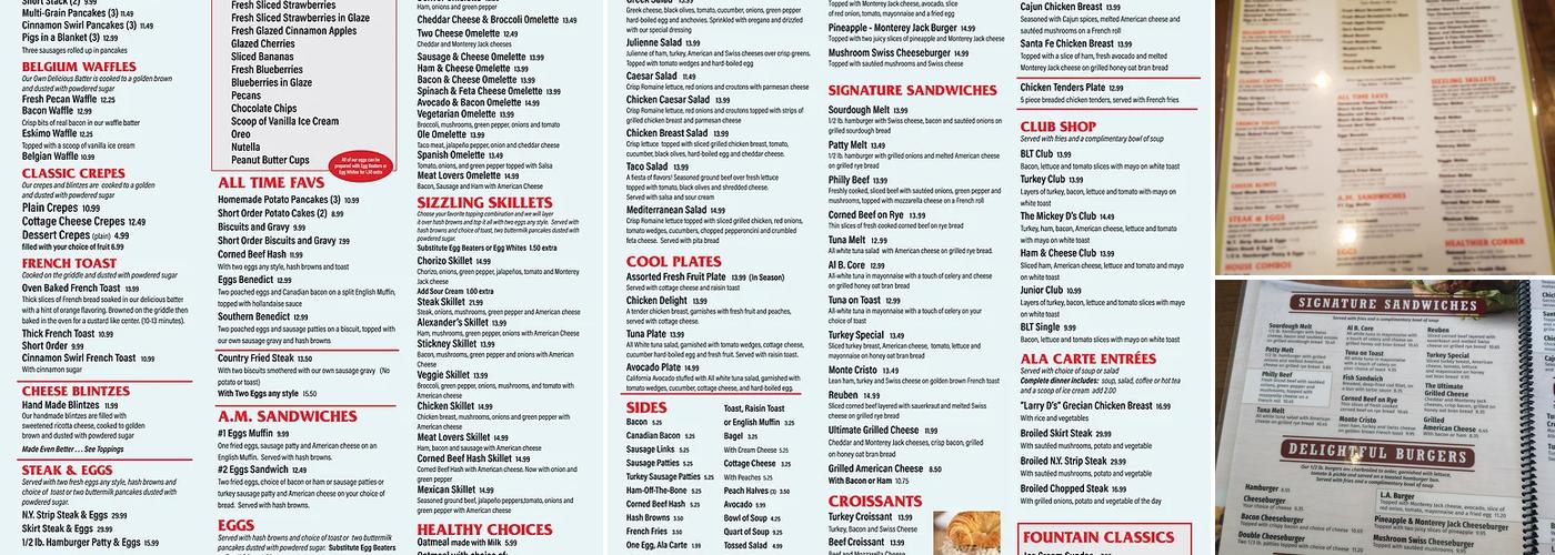 Alexanders Restaurant & Pancake House Menu