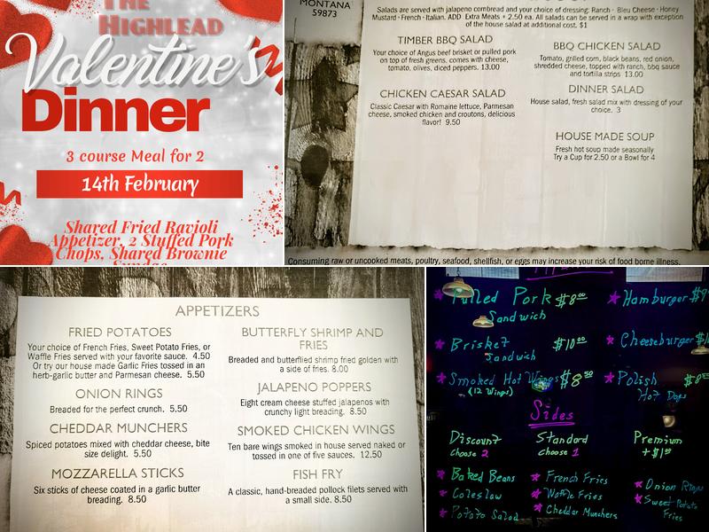 HighLead Saloon, Smokehouse, And Casino Menu