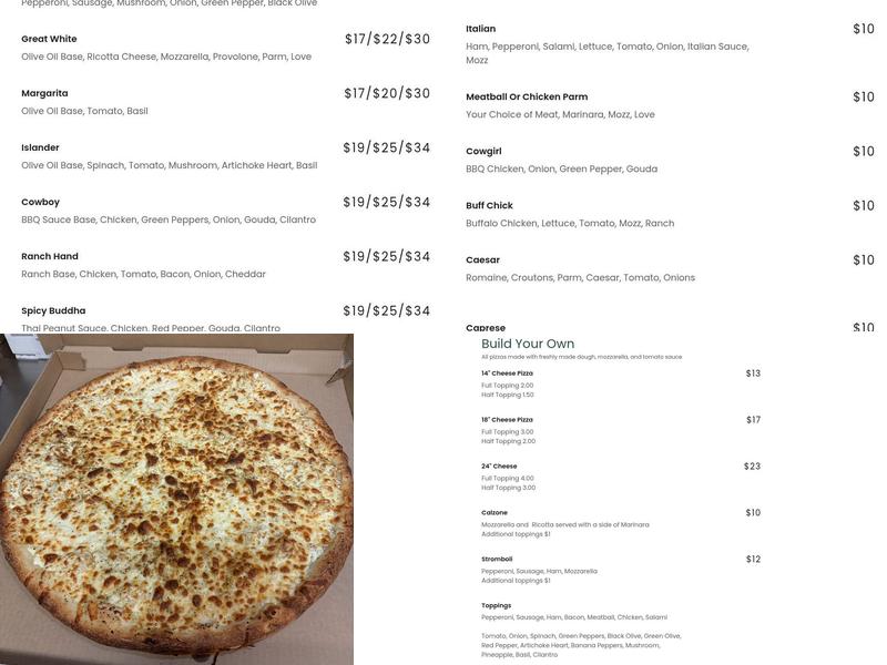 Ji Pizza Menu
