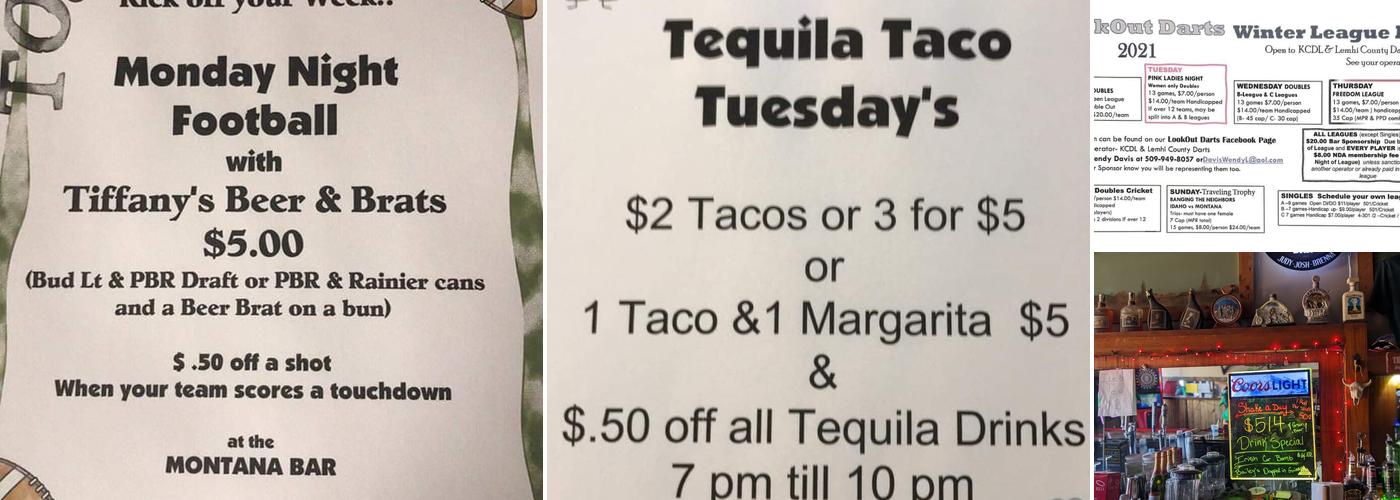 The Legendary Montana Bar Menu