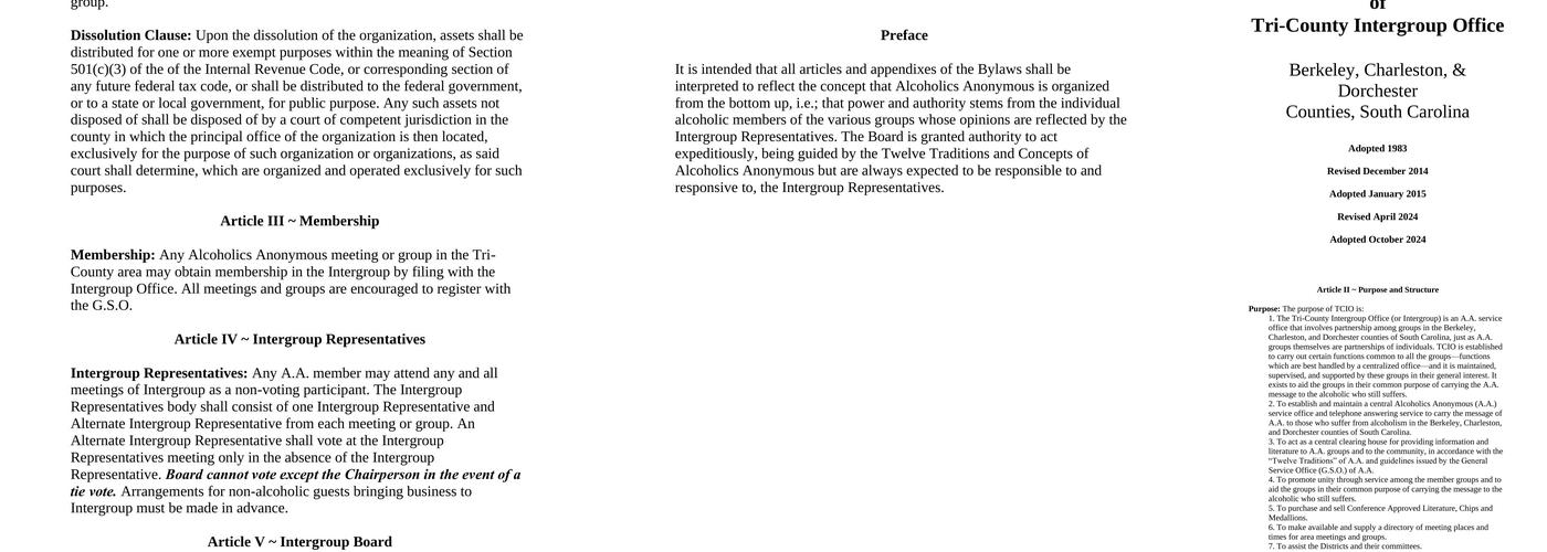 West Ashley Group AA Menu