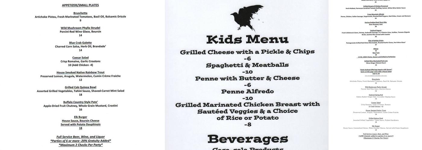 The Raven Grill Menu