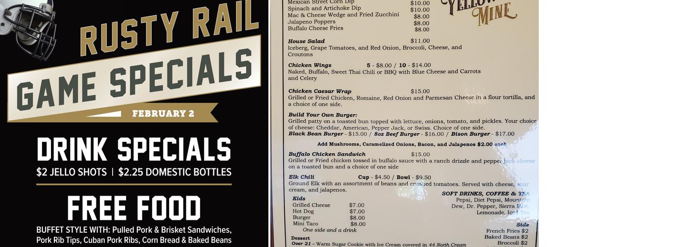 Rusty Rail Lounge Menu