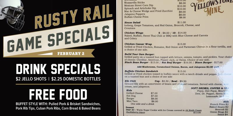 Rusty Rail Lounge Menu