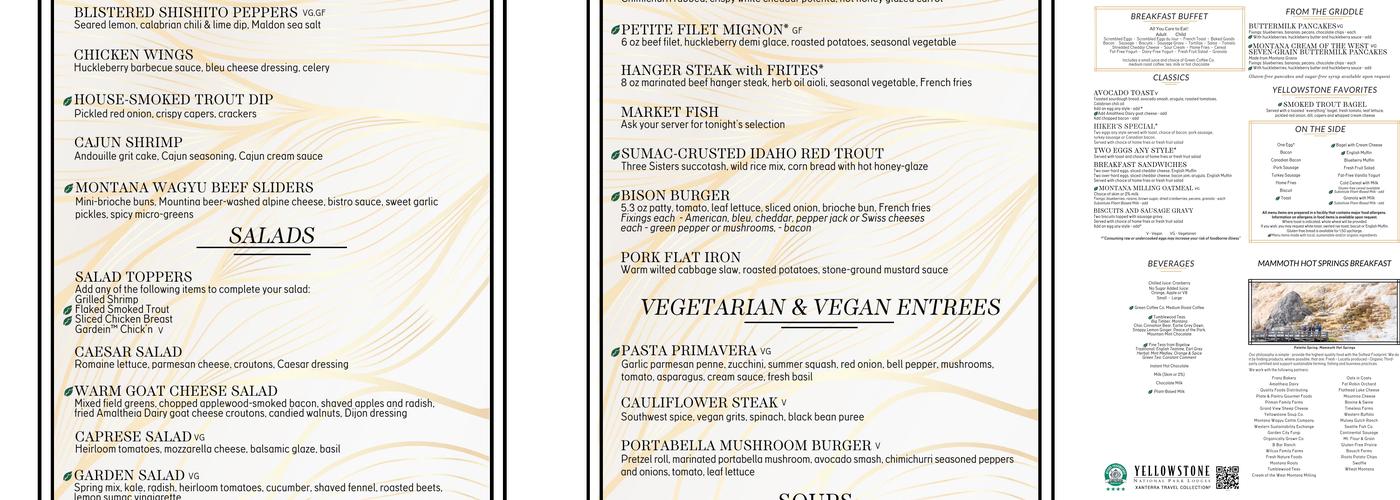 Mammoth Dining Room Menu