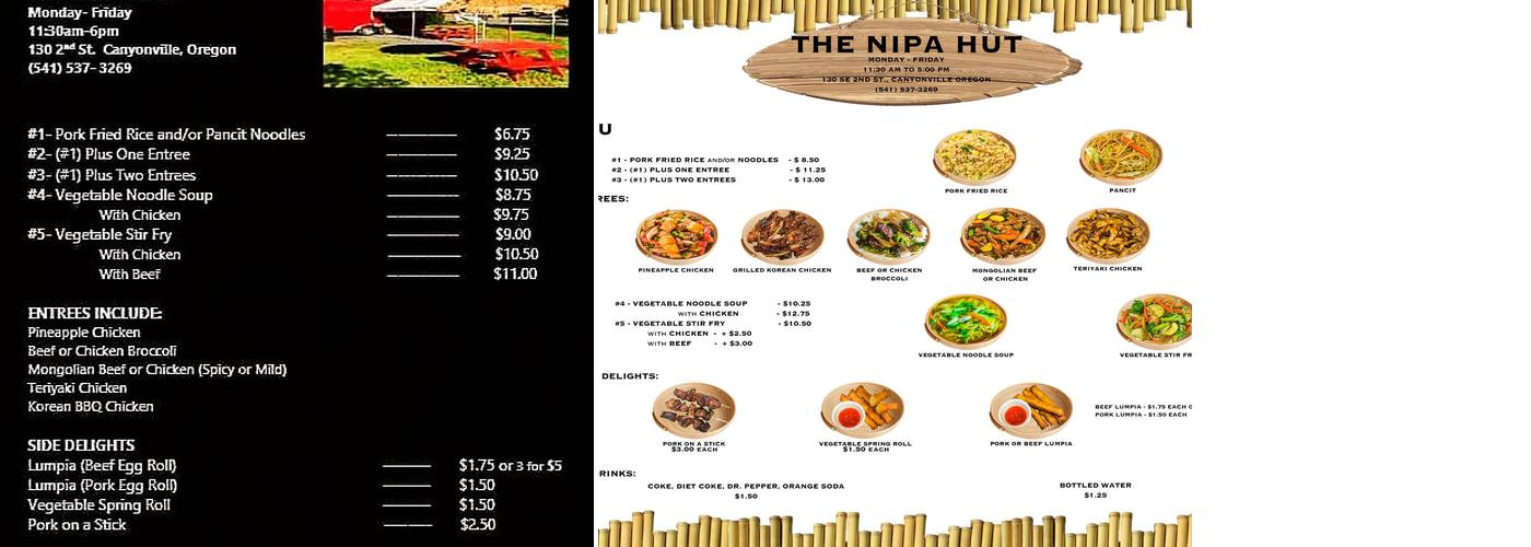Nipa Hut 2018 Menu