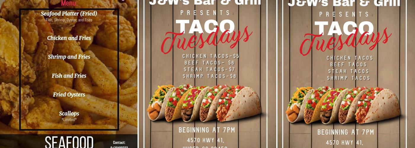 J & W S Bar Grill Menu