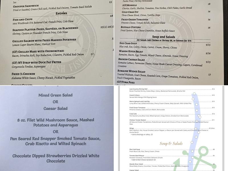 Wando River Grill Menu