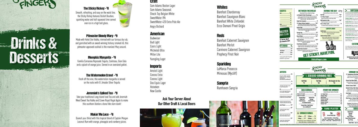 Sticky Fingers Ribhouse- BBQ Charleston Menu