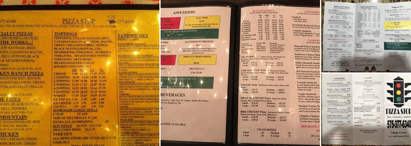 Pizza Stop Menu