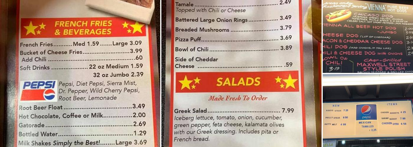 Original Dog Tracks Menu