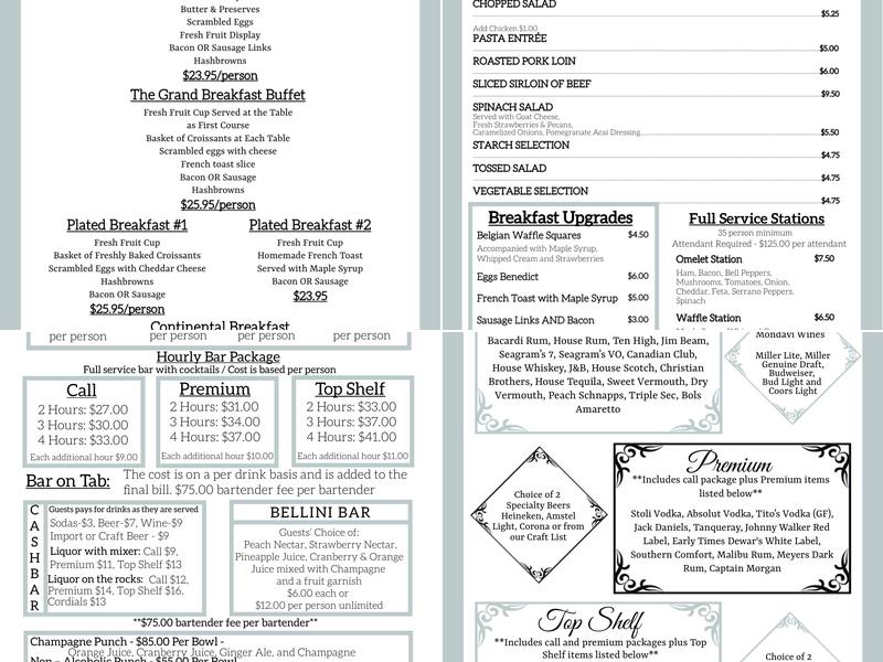 Oak Terrace Grille Menu