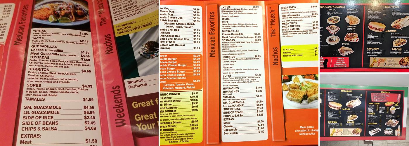 MEGA TORTAS TACOS & BURRITOS Menu