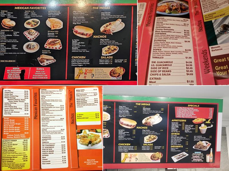 MEGA TORTAS TACOS & BURRITOS Menu