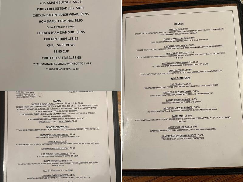 Softails Bar & Grill Menu