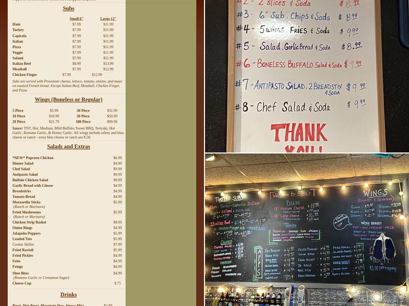 Shoe's Pizzeria Menu