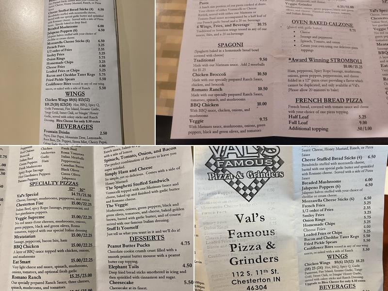 Val's Famous Pizza & Grinders Menu
