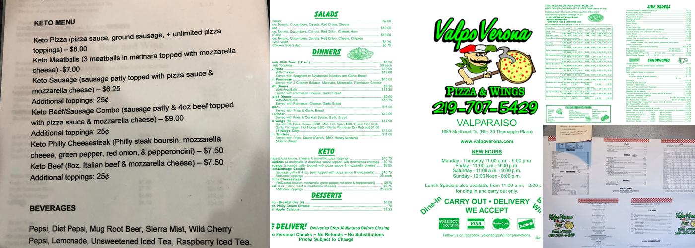 Verona Pizza Menu