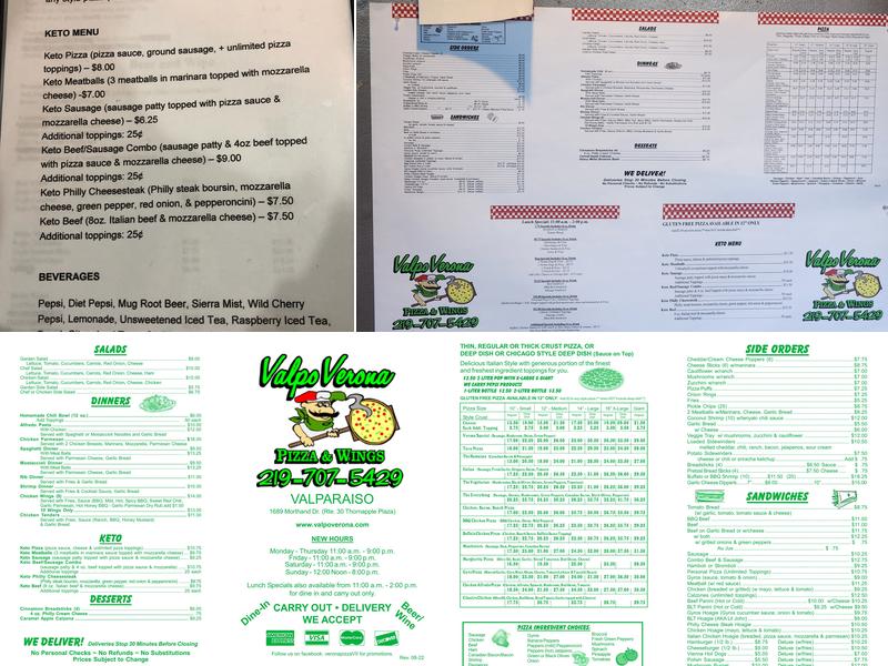 Verona Pizza Menu