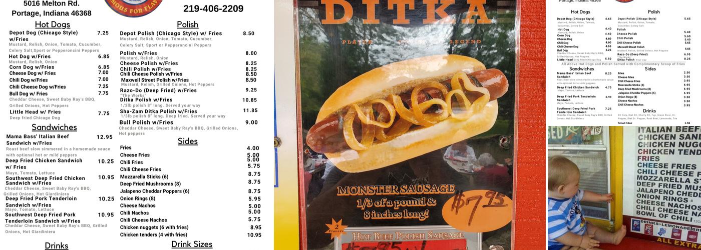 Depot Hot Dogs Menu