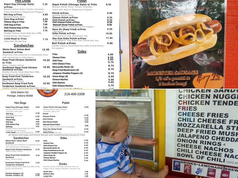 Depot Hot Dogs Menu