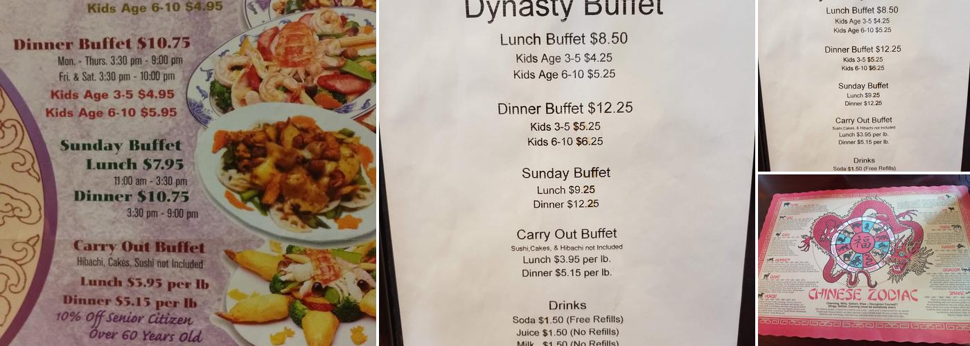 Dynasty Buffet Menu