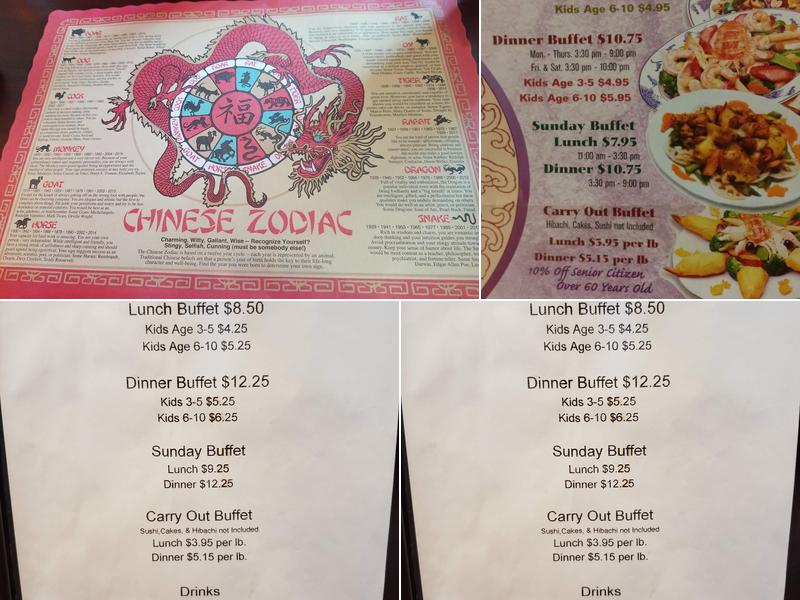 Dynasty Buffet Menu