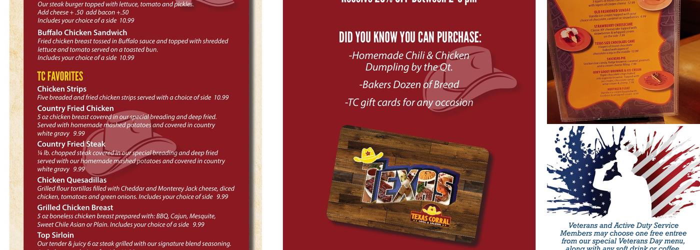 Texas Corral Menu