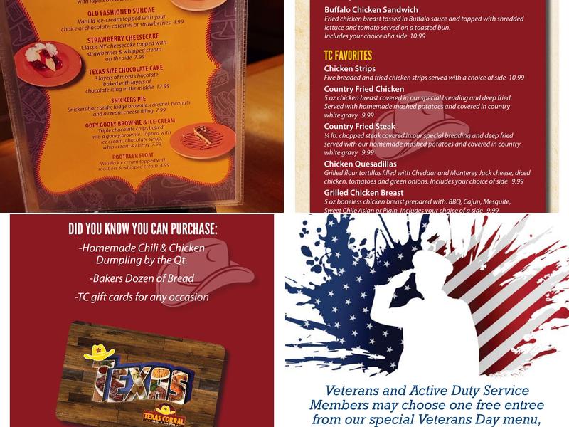 Texas Corral Menu