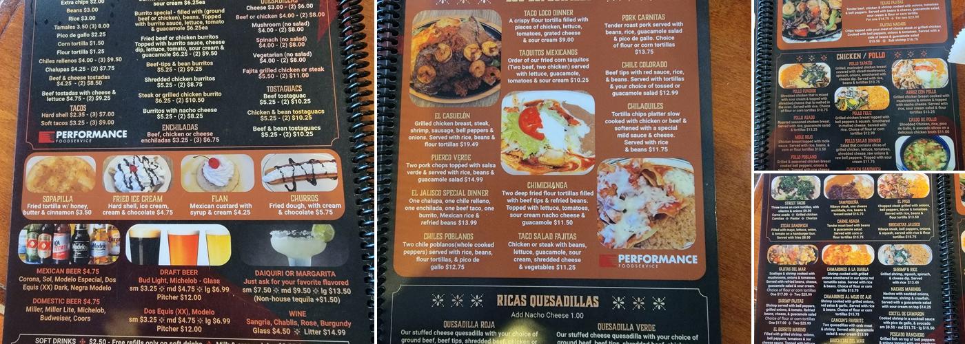 El Jalisco Menu