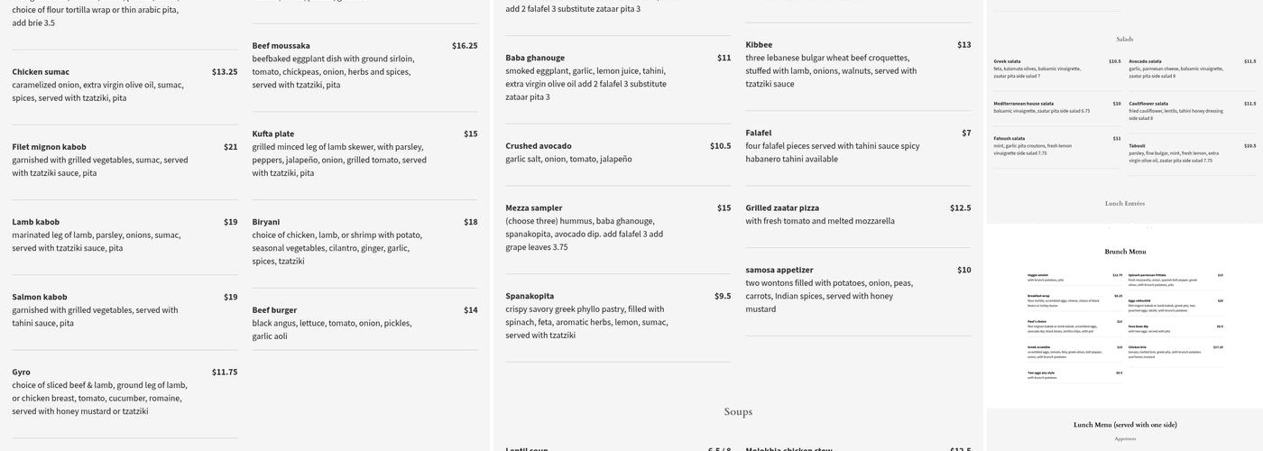 The Grape Leaf Menu