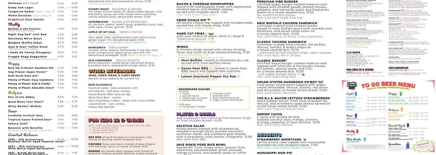 The Southern Growl Menu