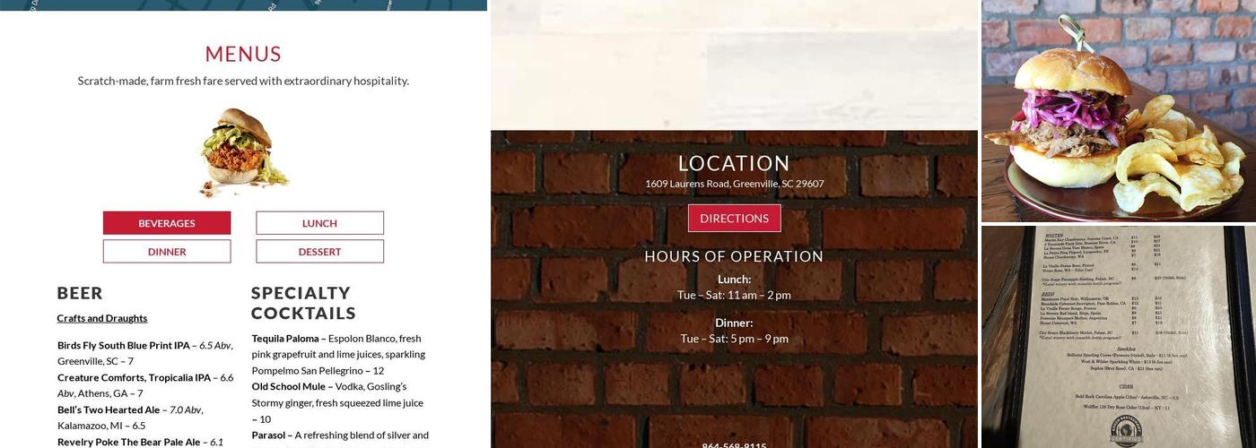 Kitchen Sync - Laurens Road Menu