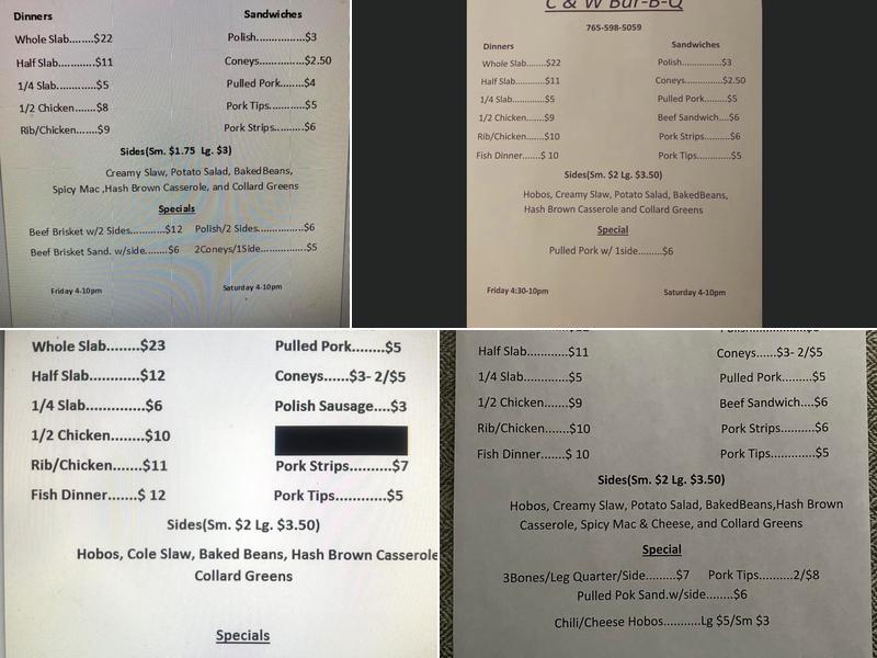 C & W Bar-B-Que Menu