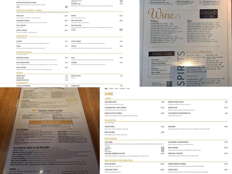 California Dreaming Menu