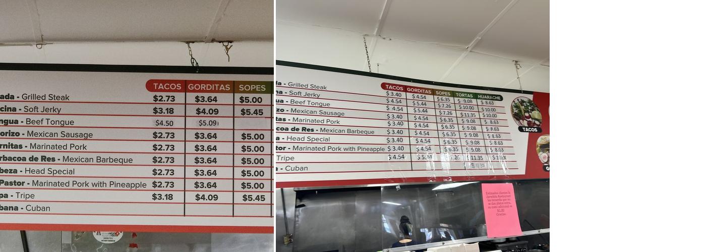 La Jarochita Taco Shop Menu