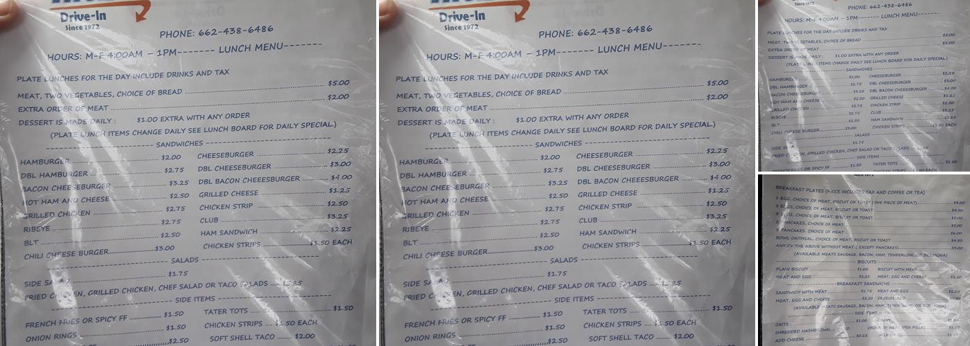Inez's Drive Inn Menu