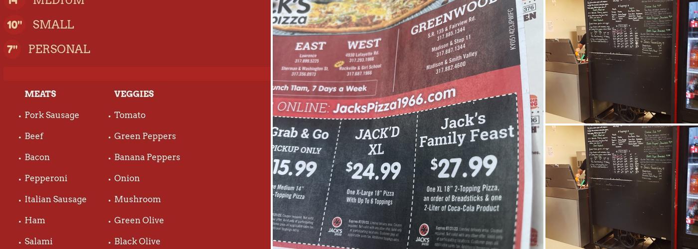 Jack's Pizza Menu