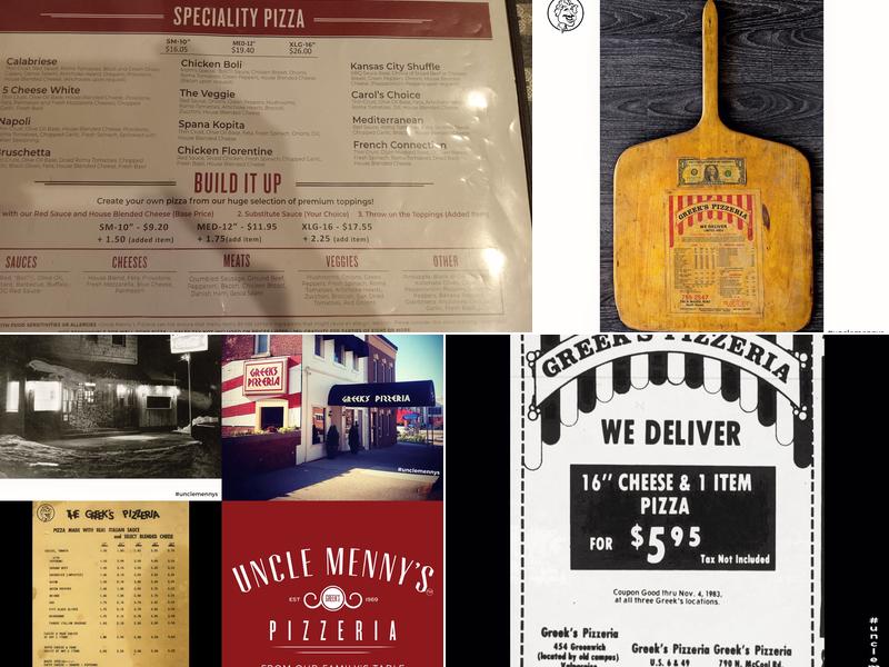 Uncle Menny's Original Greek's Pizzeria Menu