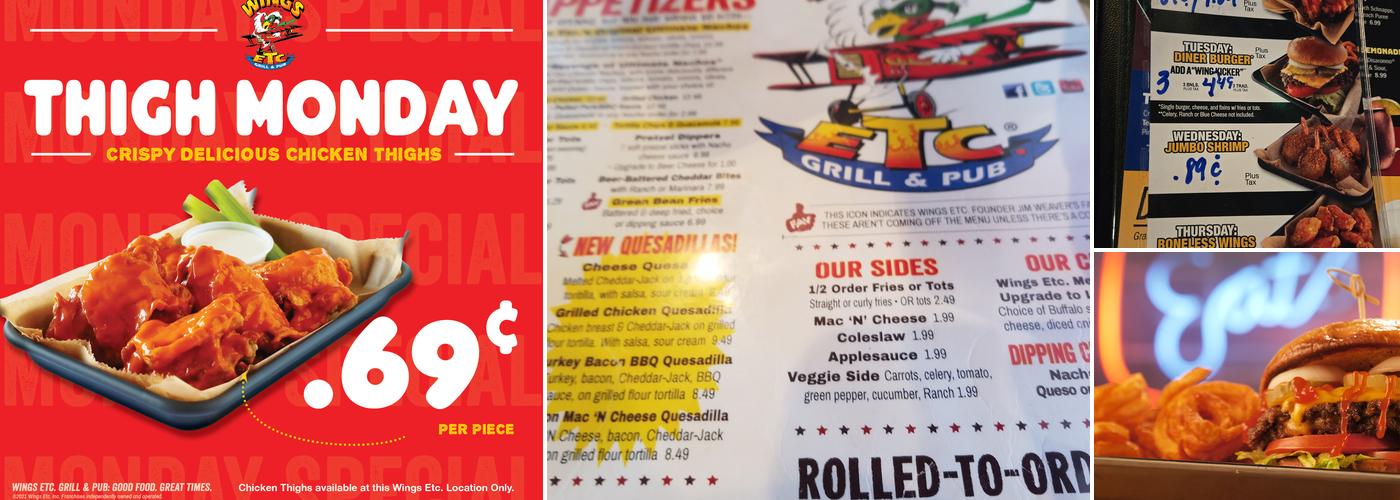 Wings Etc. Menu