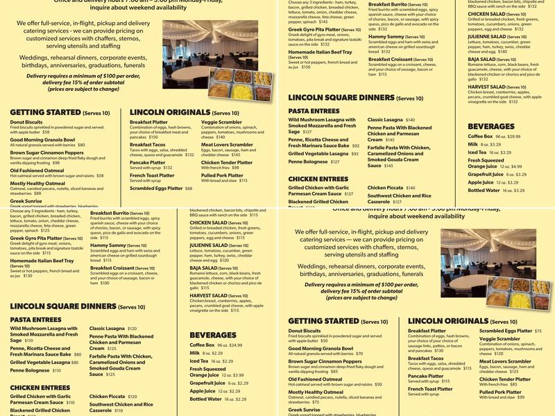 Lincoln Square Pancake House Geist Menu