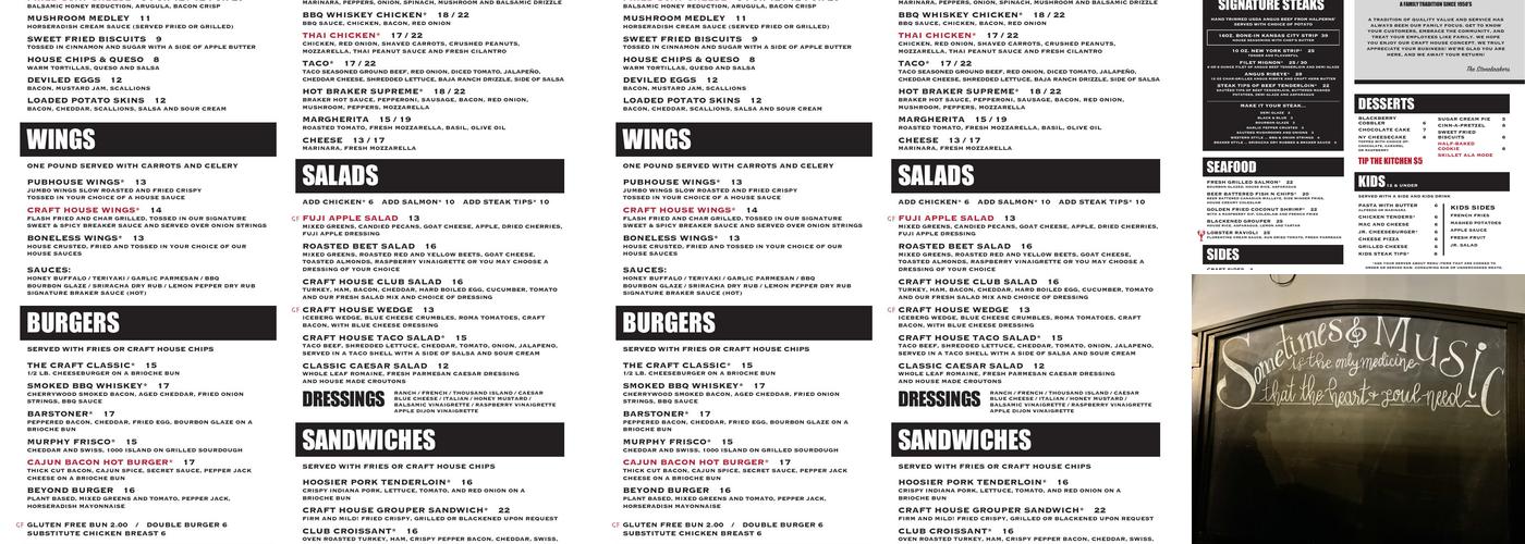 Murphys Craft House Menu