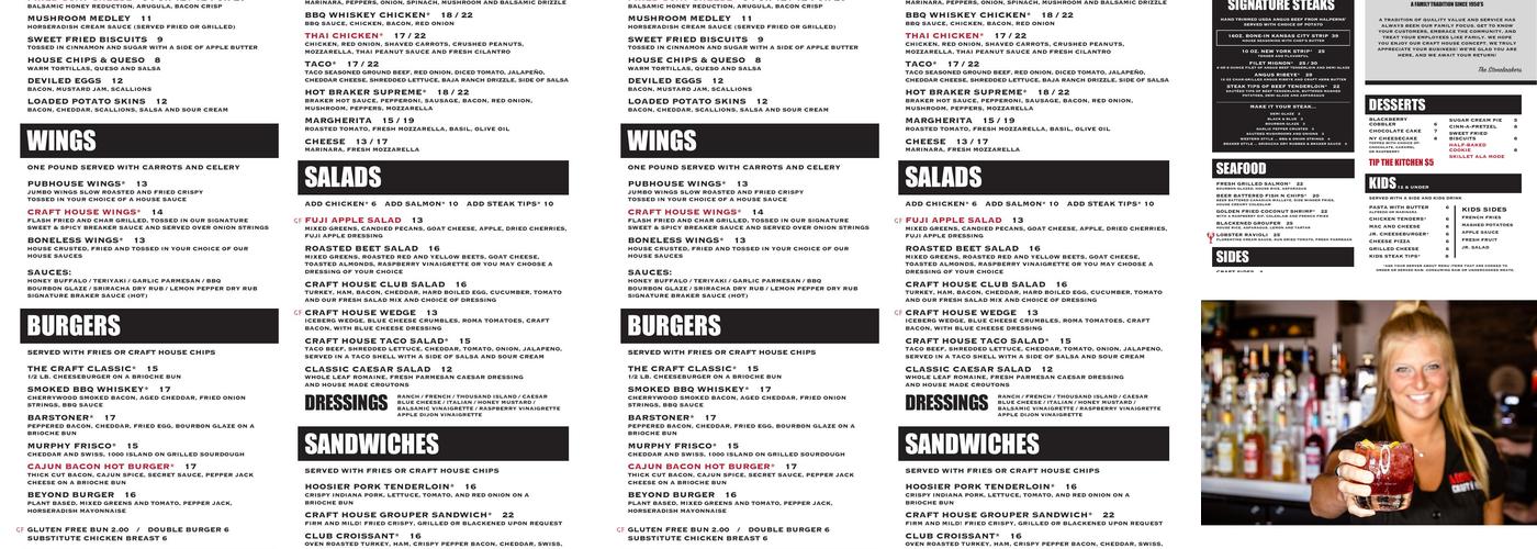 Murphys Craft House Menu