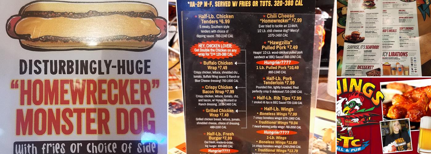 Wings Etc. Menu